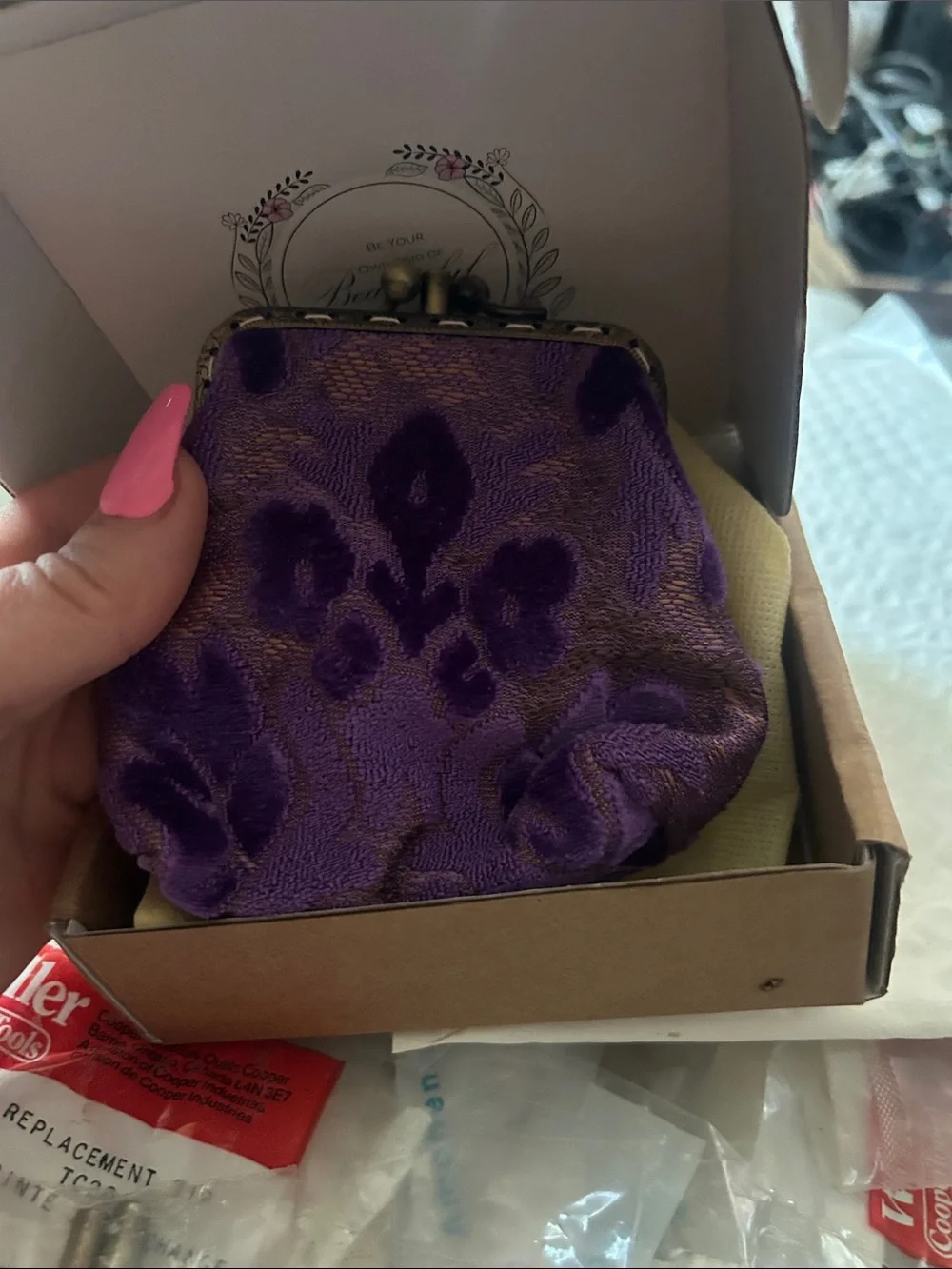 Floral Kiss-Lock Coin Purse - Cream Floral